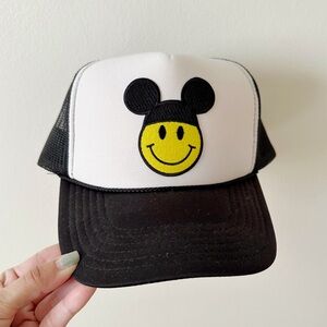 Ascot + Hart Custom Trucker Hat Mickey Mouse Smiley Face
